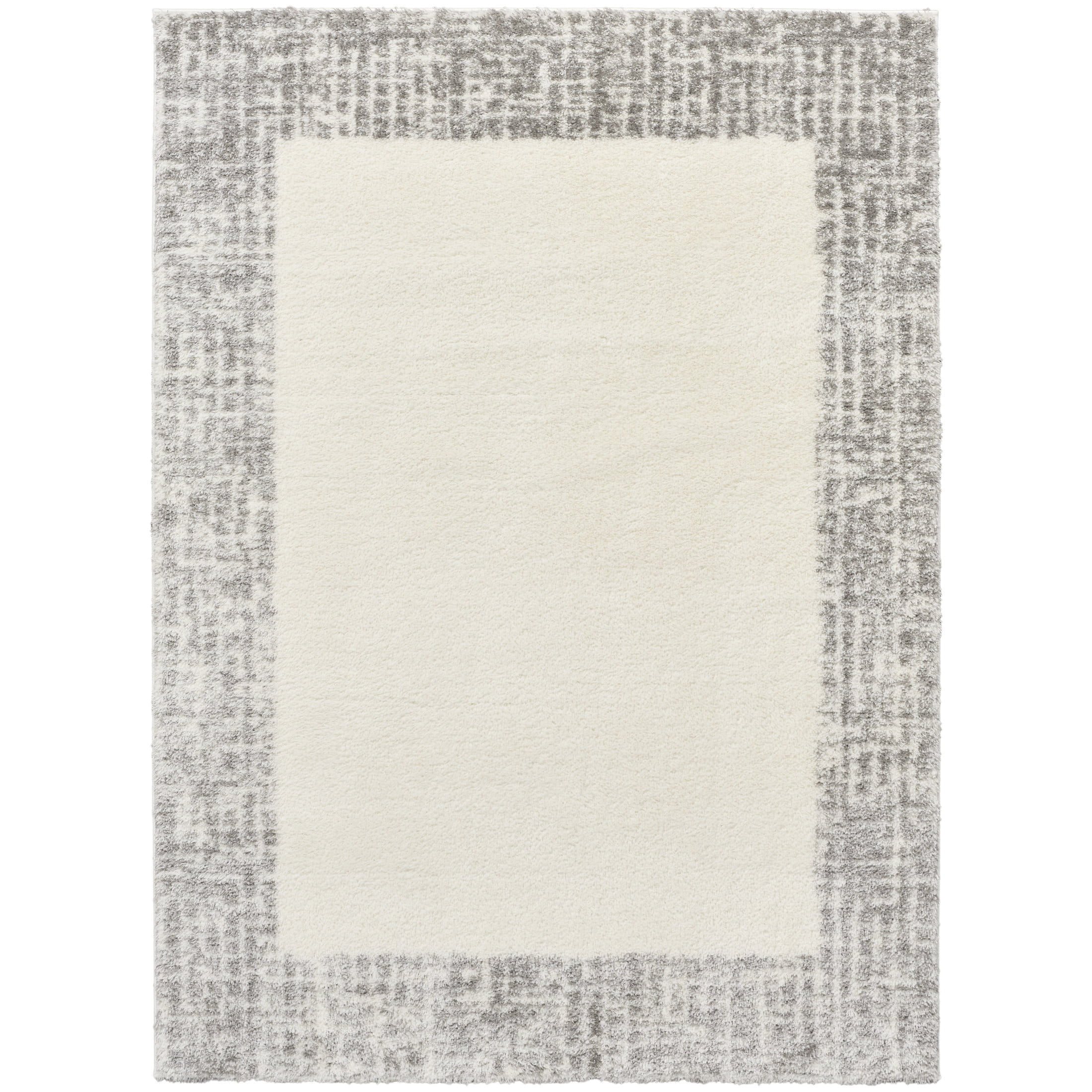 Nourison Pacific Shag 5'3" x 7'3" Ivory Grey Shag Indoor Rug