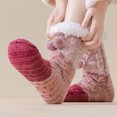 thumbnail image 6 of Fabrcox Unisex Fuzzy House Slipper Socks, Soft Plush Color Block, Non Skid Grips Fluffy Winter Indoor Crew Socks for Sleeping at Home, 6 of 9