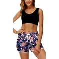 thumbnail image 3 of Women 4th of July Board Shorts Hawaiian Tropical Print Beach Swim Shorts with Pockets, 3 of 10
