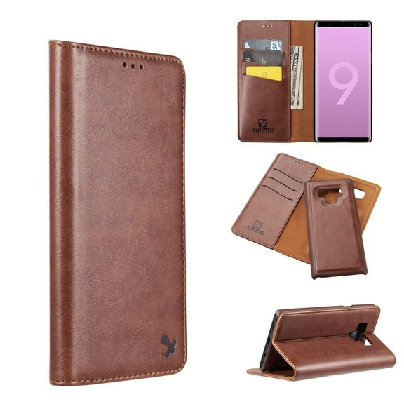 GSA Gentleman Wallet Detachable Case for Samsung Galaxy Note 9 - Brown