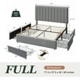 thumbnail image 4 of Amolife Full Bed Frame with Adjustable Velvet-Wrapped Headboard and 4 Storage Drawers, No Box Spring Required, Gray, 4 of 10