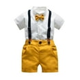 thumbnail image 4 of Odeerbi Baby Boys Clothes Toddler Outfit 2025 Fashion Short Sleeve Blouse Tie Solid Color Overalls Gentleman's Suit White, 4 of 9