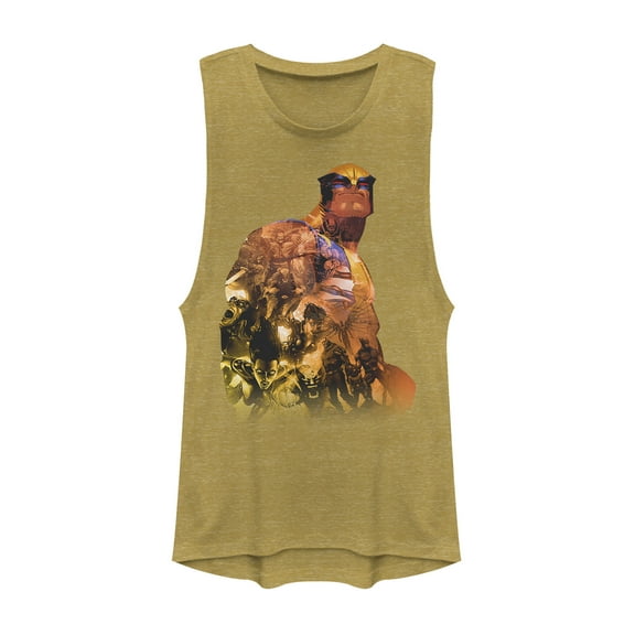 Junior's Marvel X-Men Wolverine Pattern Festival Muscle Graphic Tee Gold Heather X Large