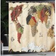 thumbnail image 3 of Ambesonne World Map Shower Curtain, Boho Food, 69"Wx84"L, Multicolor, 3 of 4