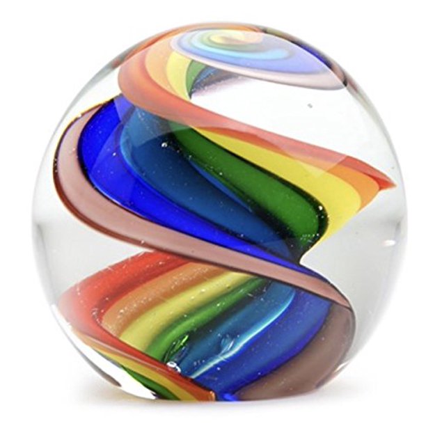 Round Ball Glass Unusual Paperweight Art Glass 4" Large Marble Rainbow
