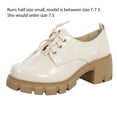 thumbnail image 2 of Soda Women's Lace Up Oxford Lug Platform Block Heel Shoes, Bone, 11 M US, 2 of 4