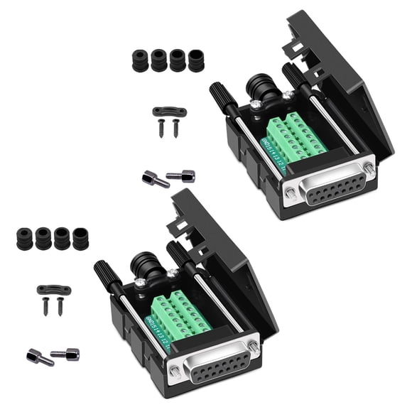 Adaptador serial hembra sin soldadura AMBEST DB15, 2 piezas