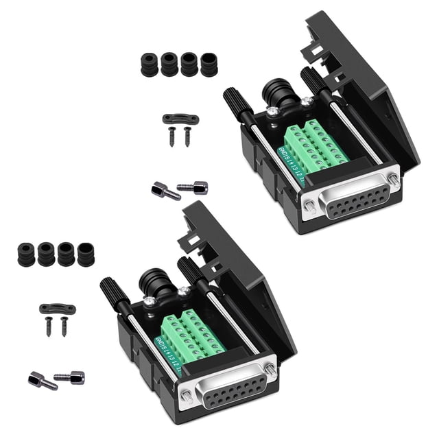 Adaptador serial hembra sin soldadura AMBEST DB15, 2 piezas