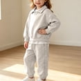 thumbnail image 2 of ZACPNCV Kids Warm Fleece Sweatsuit Boys Girls Solid Color Long Sleeve Pullover Sweatshirt with Jogger Pants 2 Piece Lounge Set 18-24Months Beige, 2 of 8