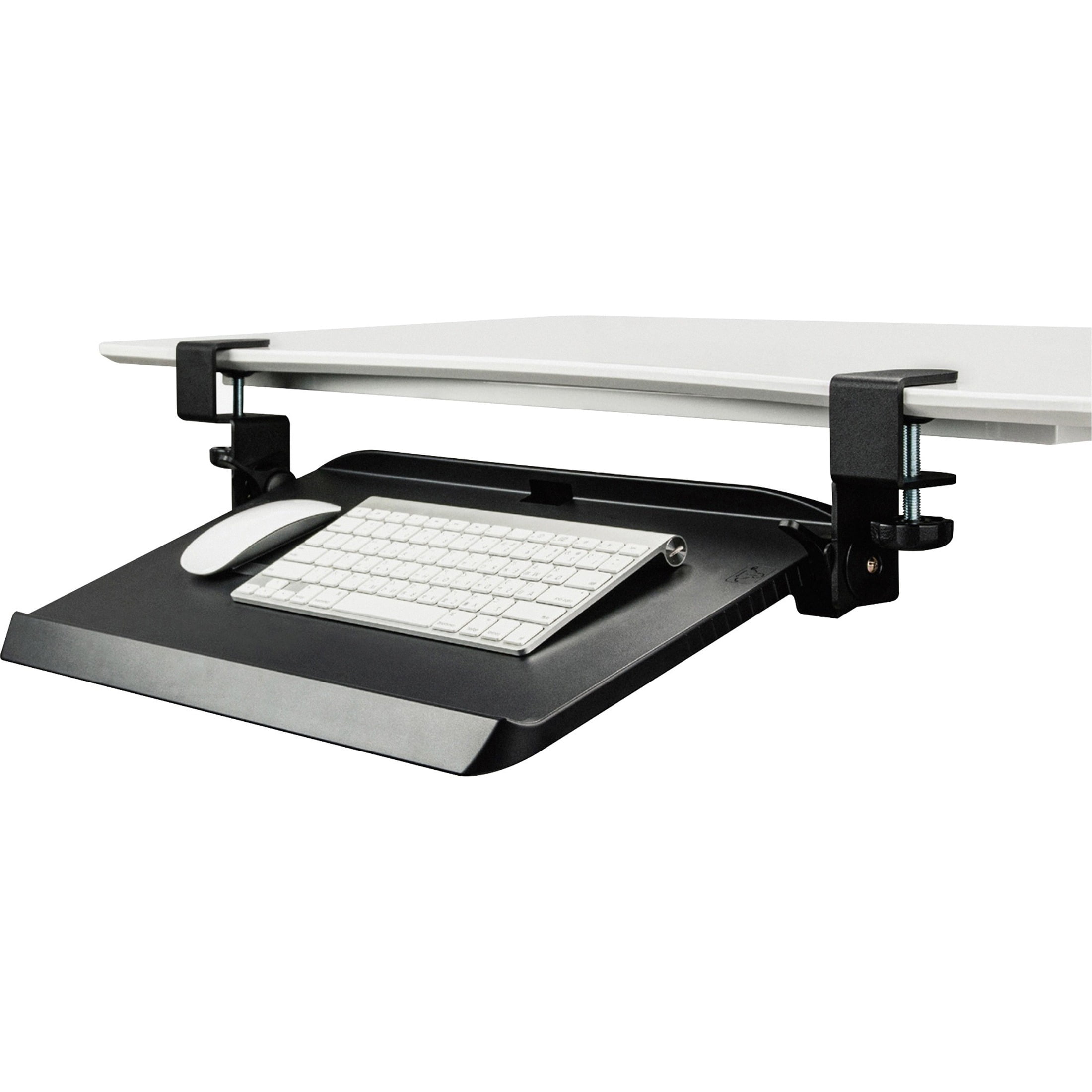 Kantek Desk Attachable Tilting Keyboard Tray with Securing Clamp, Black