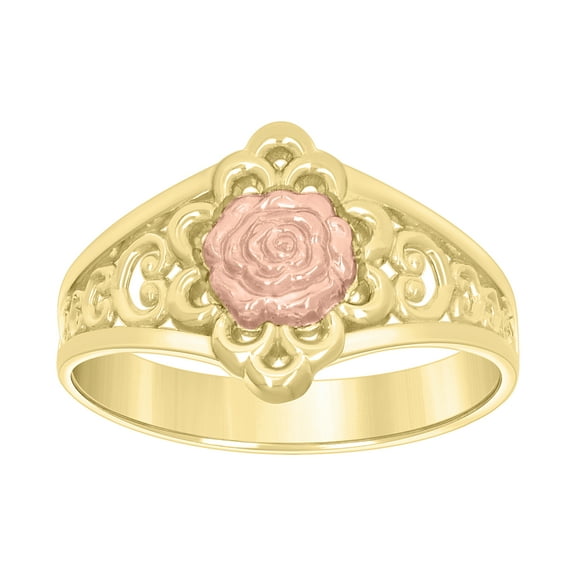 10kt Real Two-tone Gold Womens Flower Fashion Ring