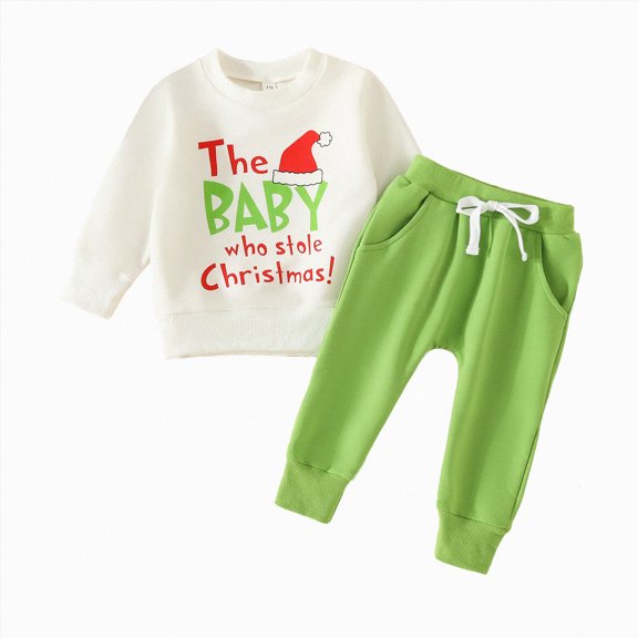 Paguaki Baby Boy Clothes 6-9 Months Fall Winter Outfits Letter Crewneck Sweatshirt Casual Pants 2Pcs Clothes Set Toddler Boy Outfits