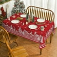 thumbnail image 2 of Christmas Tablecloth 60×60 Inch Square, Red Snow House Pine Trees Washable Table Cover for Party Picnic Dinner Decor, 2 of 6