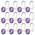 thumbnail image 1 of 12PCS Rust Resistant Double Hooks Glide Shower Ring Hangs for Both Shower Curtain and Liner (Stainless Steel Hook, Purple), 1 of 8