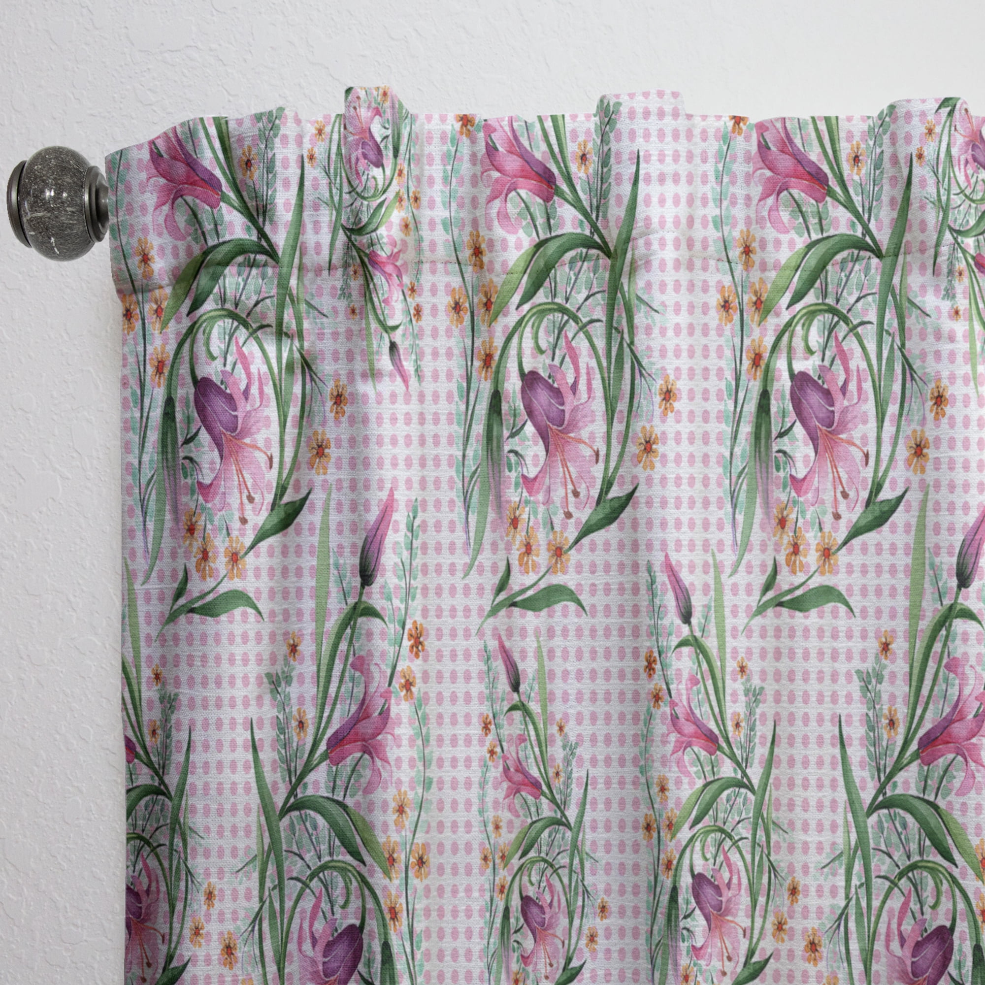 Designart 'Botanical Floral Retro X' Mid-Century Modern Curtain Panel