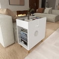 thumbnail image 3 of LED Nightstand Wireless Charging Station USB C-Socket Nightstand 3 Drawers Modern Smart Nightstand with Speakers and Bookshelf High Gloss Bedroom Furniture, White 1PC, 3 of 15