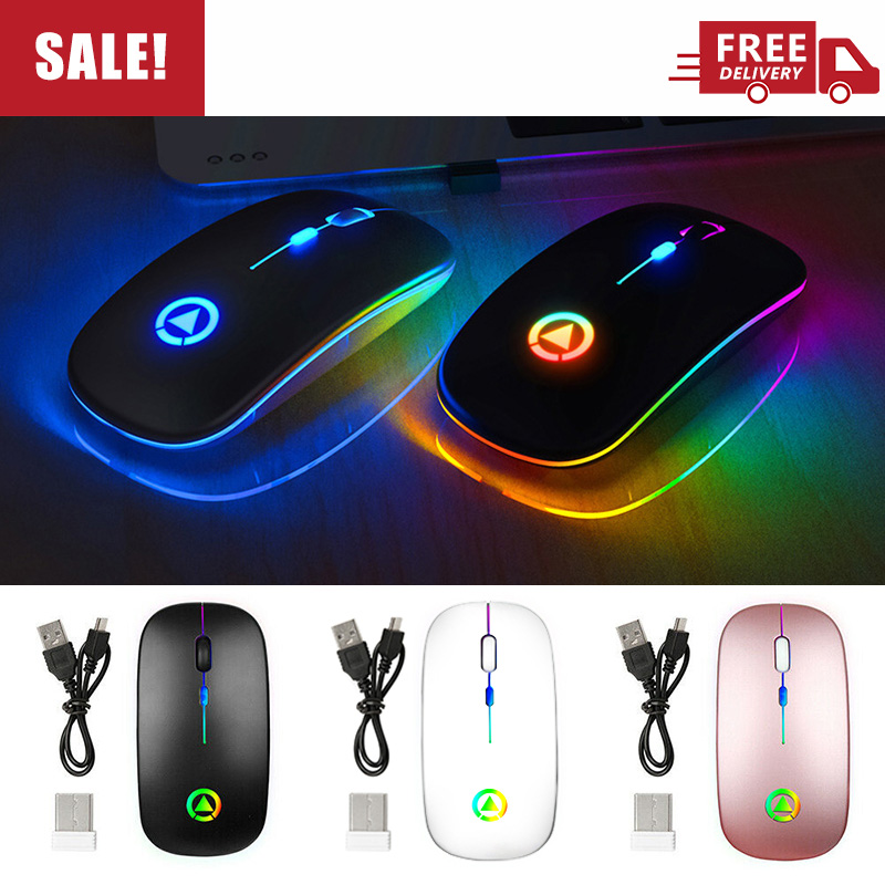 2.4G Wireless Gaming Mouse, Silent Rechargeable Mouse, LED Backlight