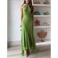 thumbnail image 6 of Elegant backless solid color ruffled dress, slim fit long dress for women, 6 of 6