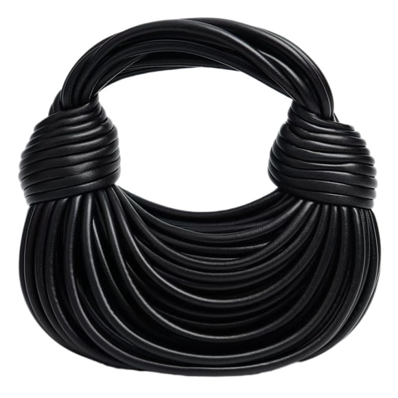 Bolso bandolera tejido para mujer, bolso de mano pequeño de cuero, bolso de pan anudado, bolso tipo cartera con asa superior para fideos.