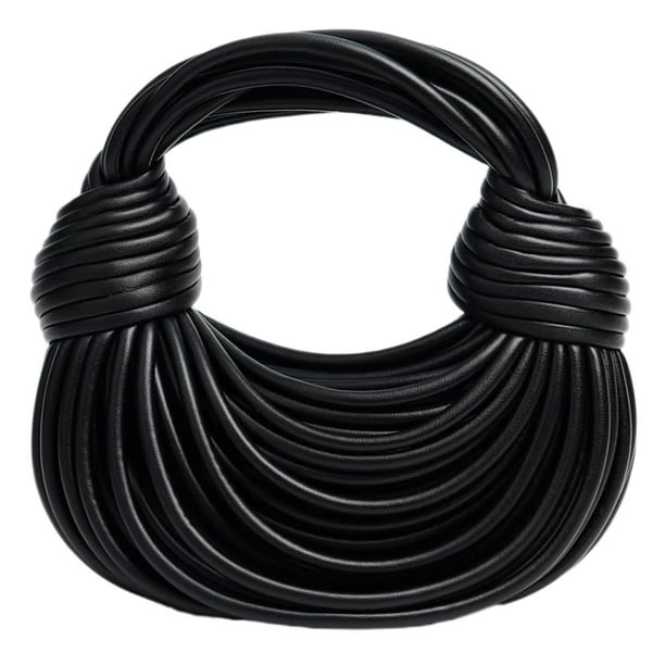 Bolso bandolera tejido para mujer, bolso de mano pequeño de cuero, bolso de pan anudado, bolso tipo cartera con asa superior para fideos.