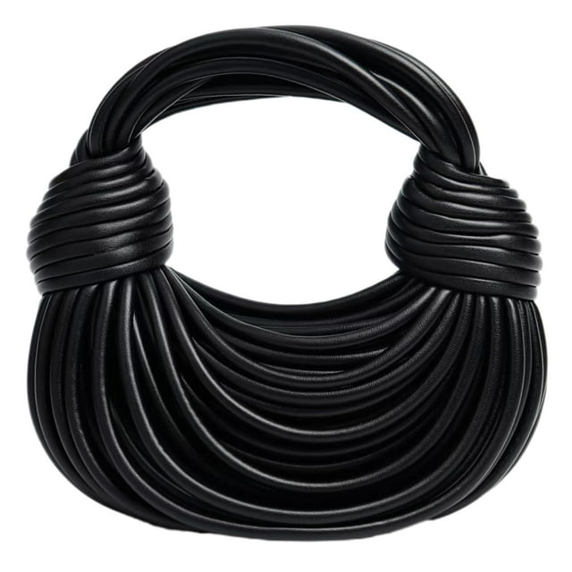 Bolso bandolera tejido para mujer, bolso de mano pequeño de cuero, bolso de pan anudado, bolso tipo cartera con asa superior para fideos.