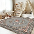 thumbnail image 4 of 6x9 Butterfly Print Washable Orange Area Rug for Living Room Dining Room Office Nursery Non-Slip & Stain Resistant Modern Indoor Large Carpet, Soft Cozy Low Pile Throw Rugs with Rubber Backing Grey, 4 of 8