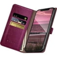 thumbnail image 4 of for iPhone 14 6.1" Phone case,[3 Credit Card Slot][RFID Blocking Leather] Flip Folio Book Shockproof Protector,Holder Stand Cases,Women Men for Apple 14 Wallet Cover,Wine Red, 4 of 12