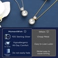 thumbnail image 6 of MomentWish 14k Gold Plated Pearl Necklace for Women，1 Carat Round Cut Moissanite Heart Pendant 925 Sterling Silver, 6 of 9
