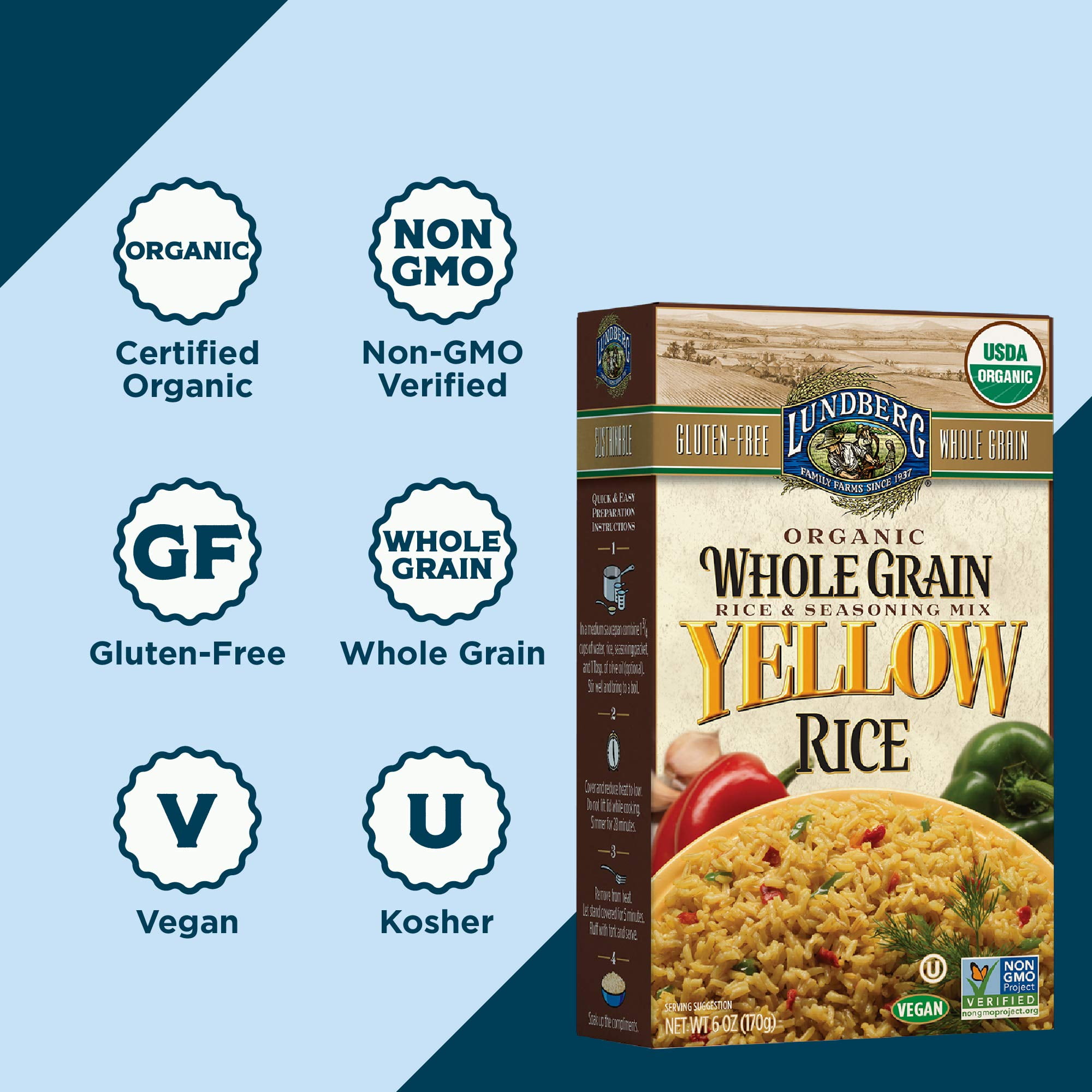 Lundberg Family Farms, Mix Rice Whole Grain Yellow Organic, 6 Ounce