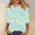 thumbnail image 2 of Womens Easter Shirt 3/4 Sleeve Round Neck Tees Casual Loose Fit Blouse Cute Bunny Print Shirts Trendy Spring Outfits 2026, 2 of 5