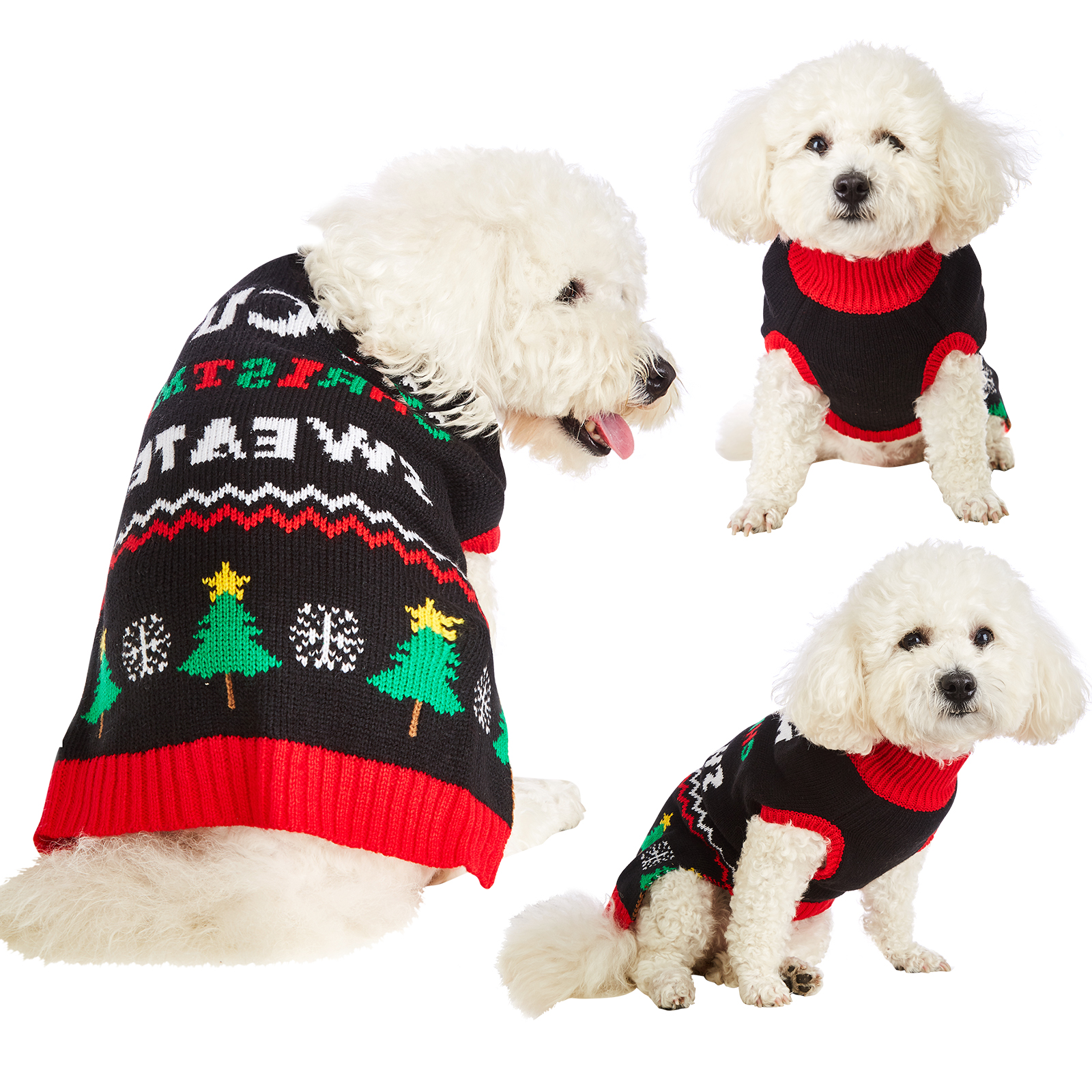 PUPTECK Christmas Dog Jumpers Soft Warm Dog Sweaters Cold Weather Coats