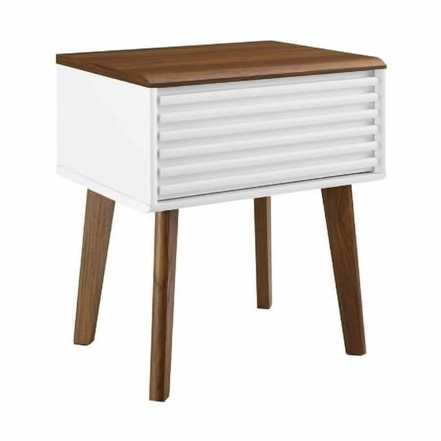 Modway Render Mid-Century Modern End Table Or Nightstand In Walnut White 15 X 19 X 21.5