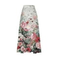 thumbnail image 5 of Mrat Casual Skirt Women's Casual Retro Floral Skirts Linen Elastic Waist Pleated Maxi Skirt with Pockets Plus Size Skirts S-208 Multicolor S, 5 of 5