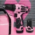 thumbnail image 3 of Juego de destornilladores inalámbricos WORKPRO de 12 V con cargador y bolsa, color rosa, 3 of 9