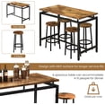 thumbnail image 3 of Recaceik Bar Dining Table Set for 4, Kitchen Bistro Table 34.6"H with 4 Round Stools, 3 of 5