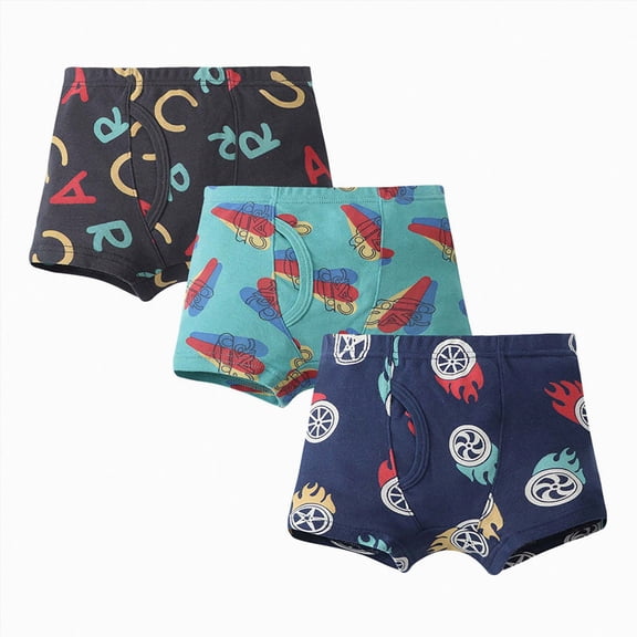 Splozh Boy Underwear 2T-8T Kids Underwear Boy Baby Cartoon Dinosaur Little Boy Cotton Boxer Pants 3 Pack,G,4-5 Years