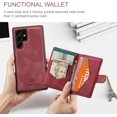 thumbnail image 5 of Case for Samsung Galaxy S22 Ultra [Not for S22 or S22 Plus], Detachable Magnetic Wallet Credit Card Slot Kickstand Cover Support Wireless Charging Compatible with Samsung Galaxy S22 Ultra (Red), 5 of 16