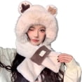 thumbnail image 1 of MIASHUI Hat for Women Winter Warm Thick Scarf Connected Two-Piece Set Ear Protection Hat Cold Protection Scarf Beige, 1 of 3