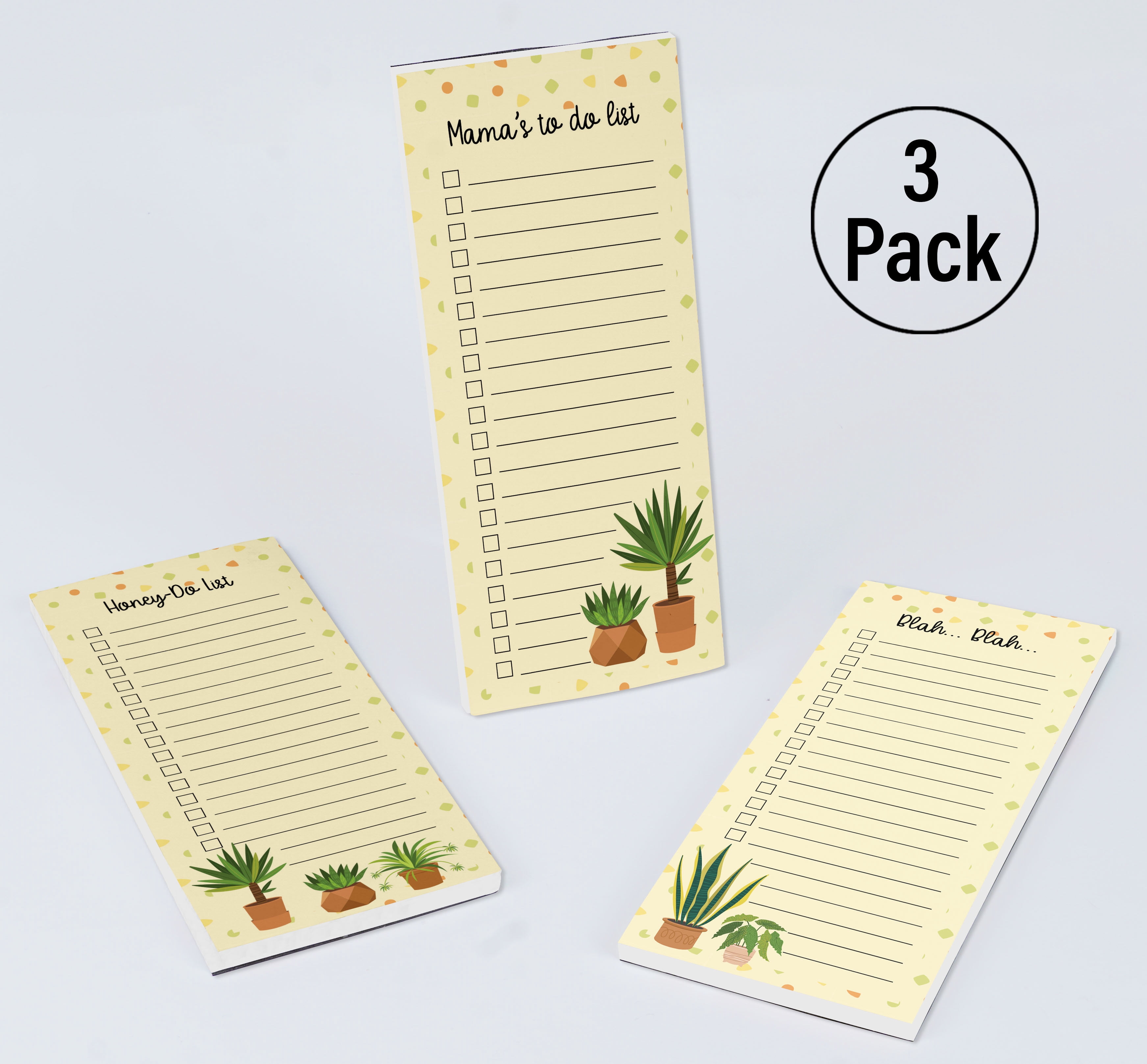 Inkdotpot Pack of 3 Magnetic Fridge To-Do List Notepads- Magnetic Memo Pads For Refrigerator-(50 Sheets Each)-6H