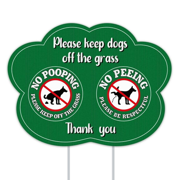 WaaHome No Dog Poop Sign - Double Side 12" x 8" No Peeing Dog Signs for Yard Keep Dogs Off Please Clean Pick Up Your Dogs Poop Yard Sign with Stakes