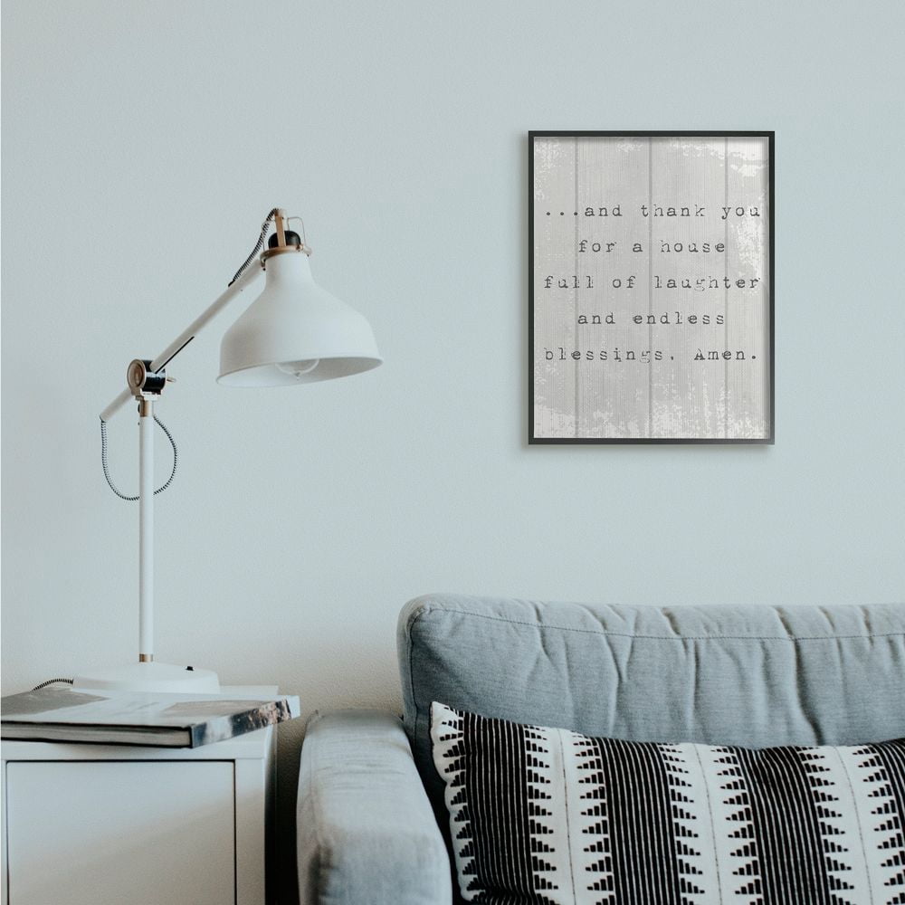Stupell Industries House Full of Laughter Prayer Spiritual Phrase Framed Wall Art Design by Daphne Polselli, 16" x 20", Black Framed