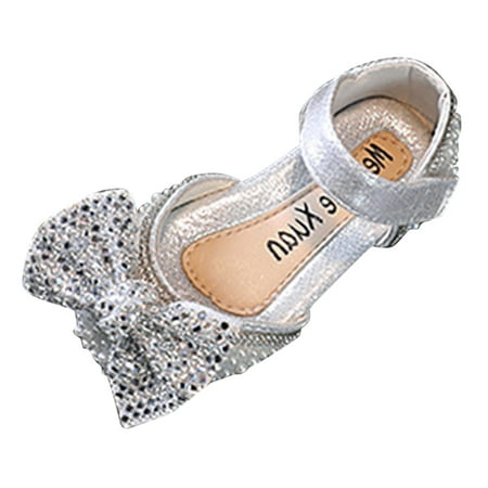 

B91xZ Toddler Girl Sandals Fashion Spring And Summer Girls Sandals Dress Performance Dance Shoes Pearl Sequin Shiny Bow Hook for Toddler/Little Kid/Big Kid Sizes 8.5