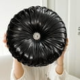 thumbnail image 6 of Round Velvet Pillow - Shiny Border Sofa Cushion Bedside Decor Futon Accent Pillow Wrinkle-Resistant Hypoallergenic Gift-Ready Home Decor(Black), 6 of 6