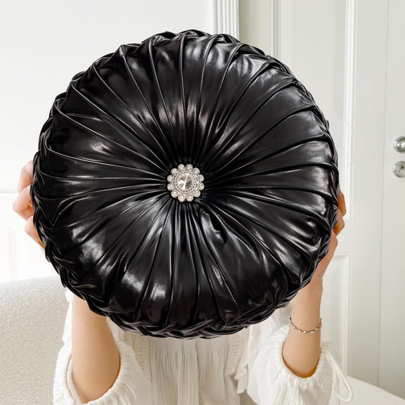 Konghyp Round Wind Shiny Fabric Wheel Pillow, Decorative Throw Pillow, Soft Cushion for Sofa, Bedside, Living Room, Modern Design, Washable Home Decor
