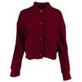 thumbnail image 4 of Herrnalise Jackets For Women Fashion Tops Long Sleeve Solid Blouse Button Outwear Sweatshirt Coat Shackets For Women 2024 fall Wine,S, 4 of 5