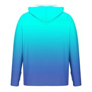Men's UPF 50+ Sun Protection Lightweight Hoodie Performance Long Sleeve SPF UV Shirt for Fishing Running Blue L