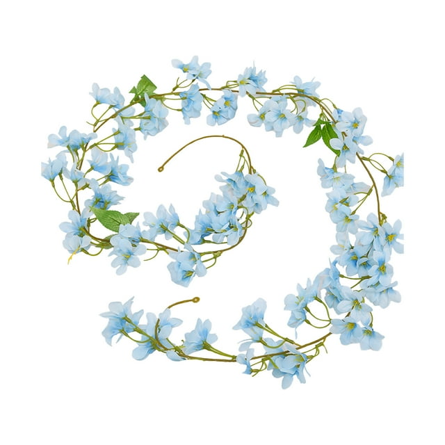 Blue Blue Simulation Spring Flowers Wall Hanging Fake Plants For Living Room Indoor Decor 72.83 Inches Plastic 1 Piece Flower Vines