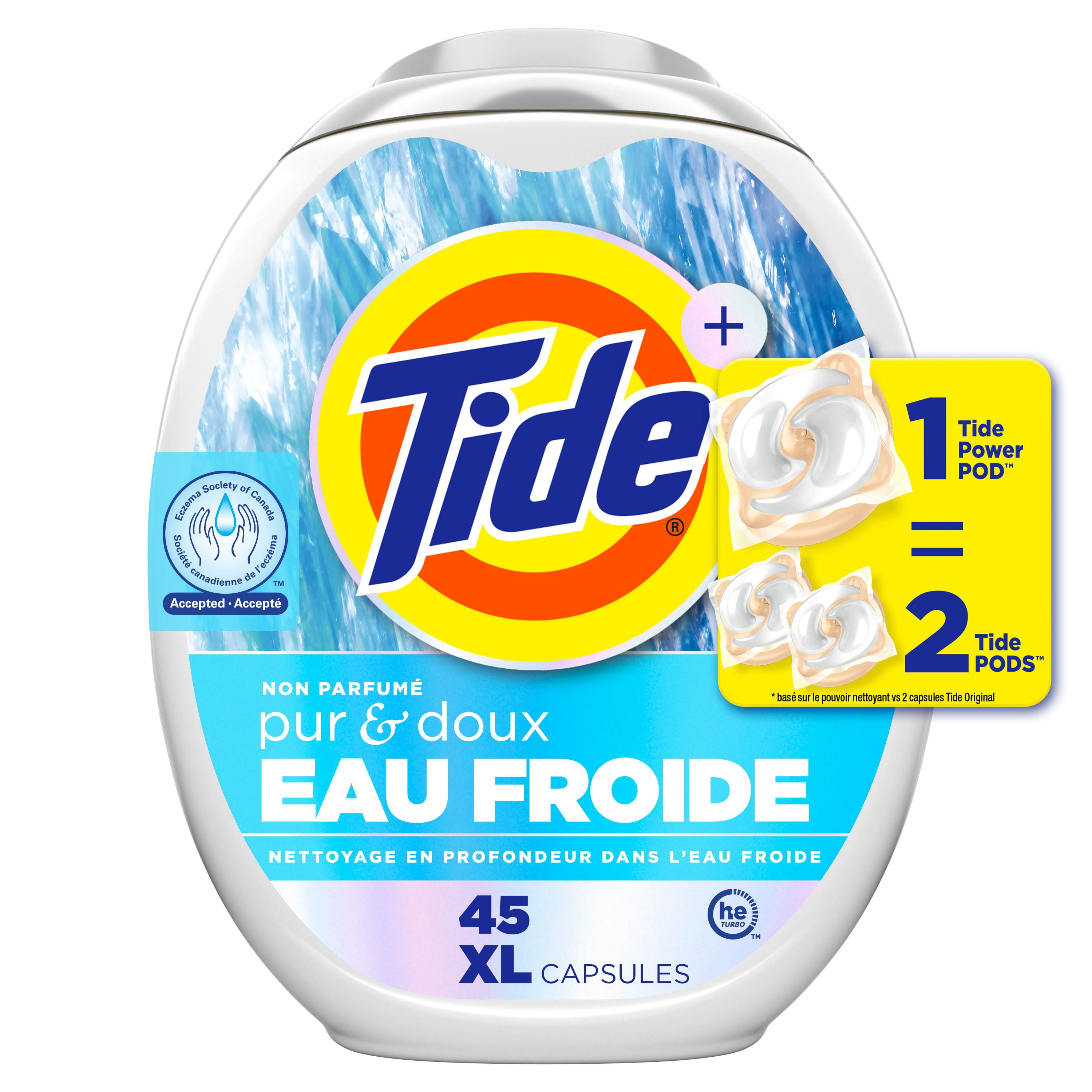 Tide PODS Free and Gentle Coldwater Laundry Detergent Pacs, 45 Count, Hypoallergenic Laundry Detergent Pacs, TIDE TD PWRPDS F&G CW45CT