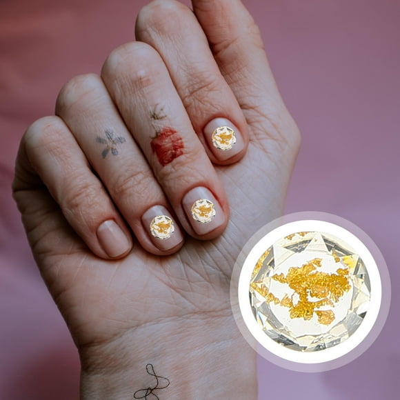 ifundom 100Pcs Nail Art Stones Golden Nail Jewels for Professional Manicure and Salon Supplies