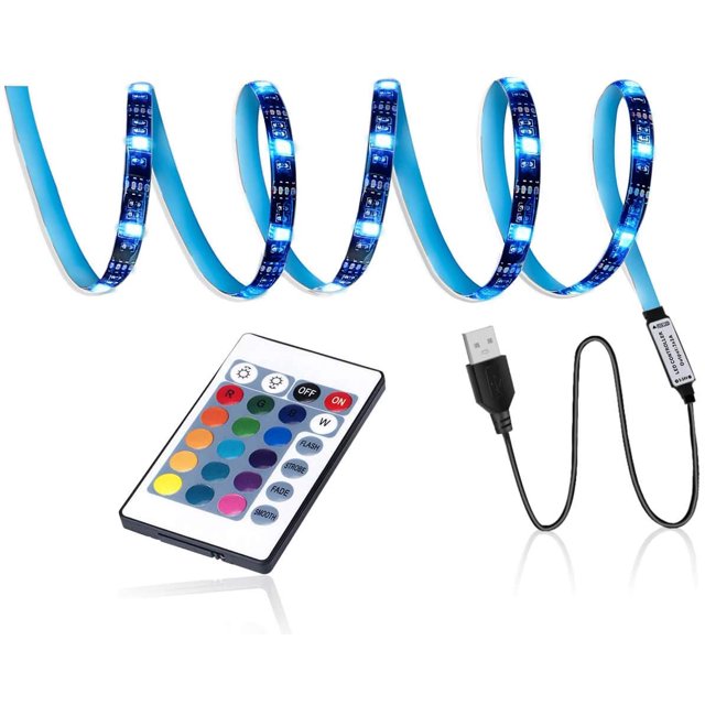 LED TV Backlight,USB LED Strip Light,RGB Multi-Colour LED Light Strip Kit Waterproof IP65, 30 LED with Wireless Remote Controller for TV/PC/Laptop Bias Lighting (6Ft)